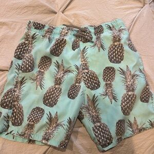 Ingear Pineapple Print Kids Swim Trunks - Aqua